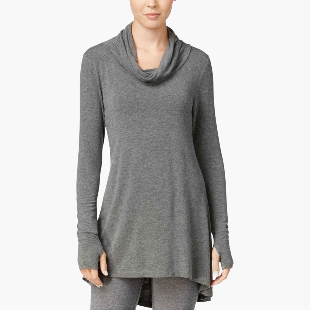 Cuddl Duds Softwear Stretch Cowl-Neck Tunic‎ Top in Heather Gray Women’s Size M
